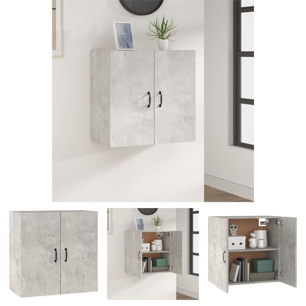 The Living Store vægskab 60x31x60 cm konstrueret træ betongrå -  Opbevaringsskabe