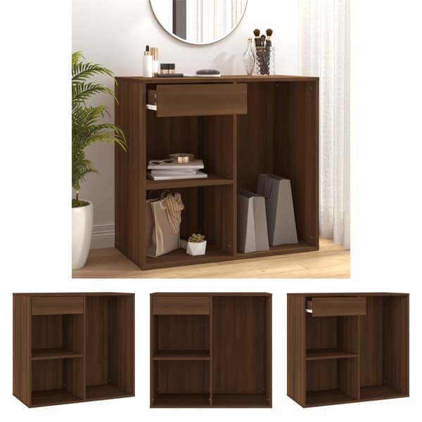 The Living Store Sminkskåp brun ek 80x40x75 cm konstruerat trä -  Förvaringsskåp & garderober