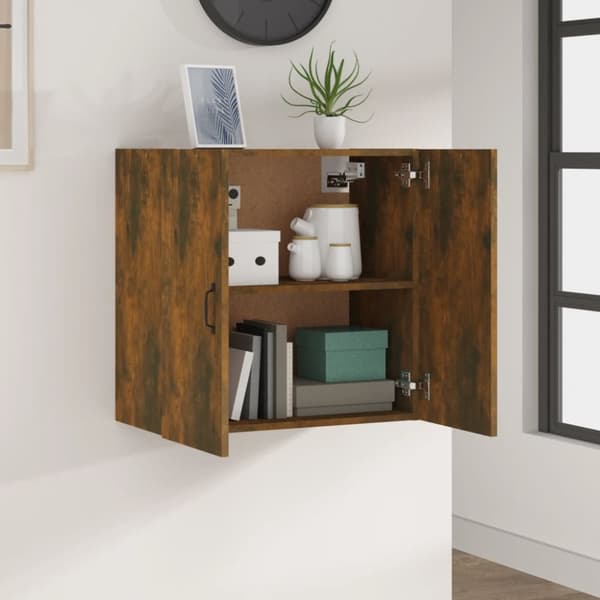 The Living Store Väggskåp rökfärgad ek 60x31x60 cm konstruerat trä - Förvaringsskåp & garderober