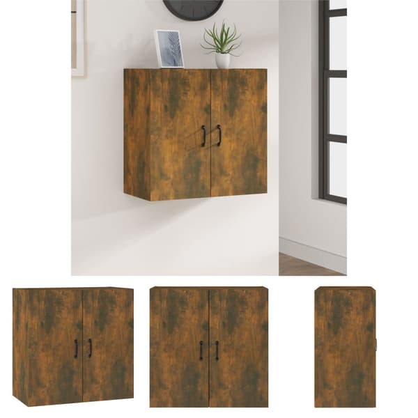 The Living Store Väggskåp rökfärgad ek 60x31x60 cm konstruerat trä -  Förvaringsskåp & garderober