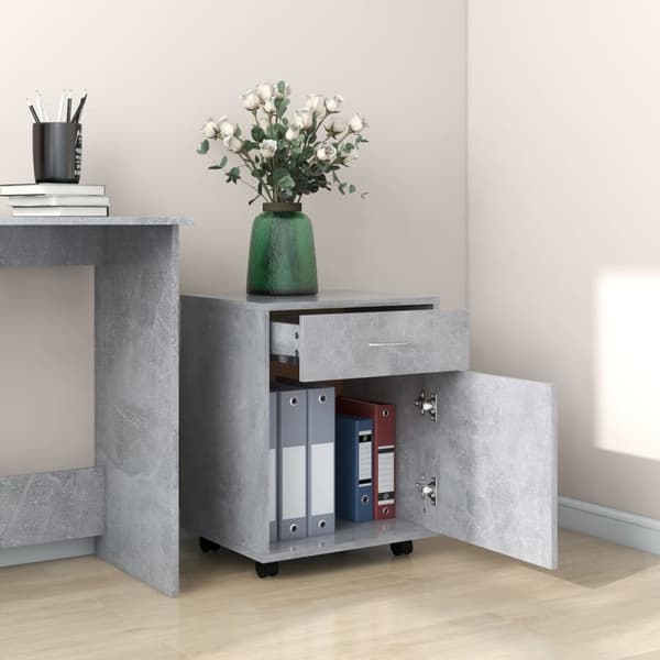The Living Store rulleskab 45x38x54 cm konstrueret træ betongrå -  Opbevaringsskabe