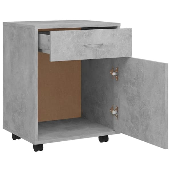 The Living Store rulleskab 45x38x54 cm konstrueret træ betongrå -  Opbevaringsskabe