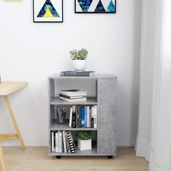 The Living Store rulleskab 60x35x75 cm konstrueret træ betongrå -  Opbevaringsskabe