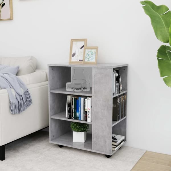 The Living Store rulleskab 60x35x75 cm konstrueret træ betongrå -  Opbevaringsskabe