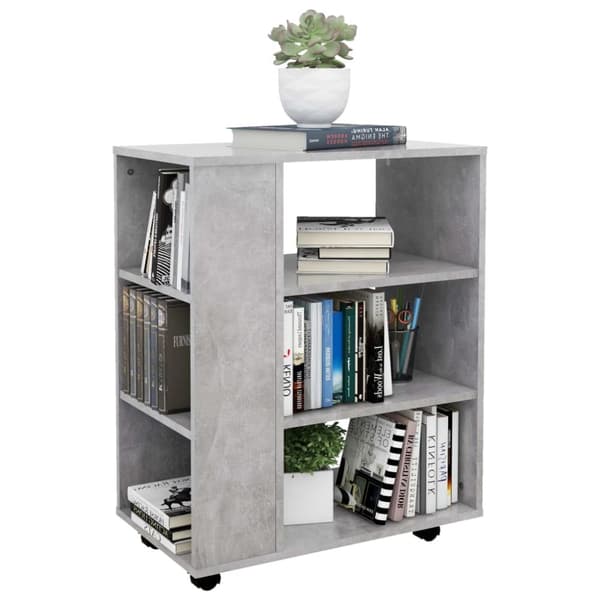 The Living Store rulleskab 60x35x75 cm konstrueret træ betongrå -  Opbevaringsskabe