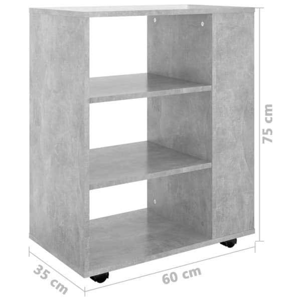 The Living Store rulleskab 60x35x75 cm konstrueret træ betongrå -  Opbevaringsskabe