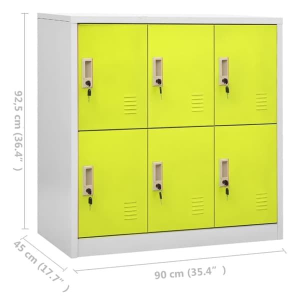 The Living Store skab 90x45x92,5 cm stål lysegrå og grøn -  Opbevaringsskabe