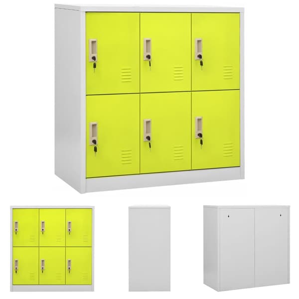 The Living Store skab 90x45x92,5 cm stål lysegrå og grøn -  Opbevaringsskabe