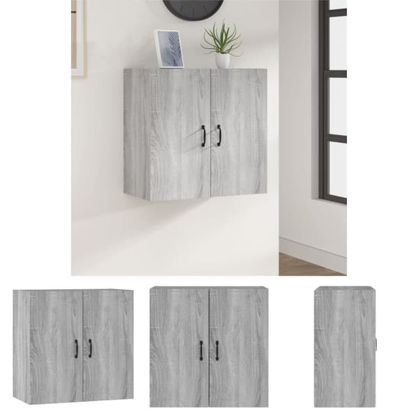 The Living Store vægskab 60x31x60 cm konstrueret træ grå sonoma-eg - Opbevaringsskabe