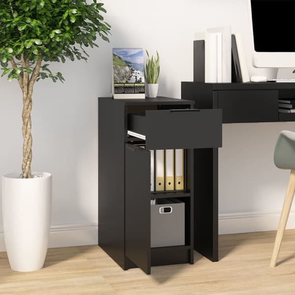 The Living Store skrivebordsskab 33,5x50x75 cm konstrueret træ sort - Opbevaringsskabe