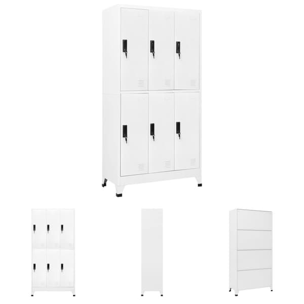 The Living Store skab 90x45x180 cm stål hvid - Opbevaringsskabe