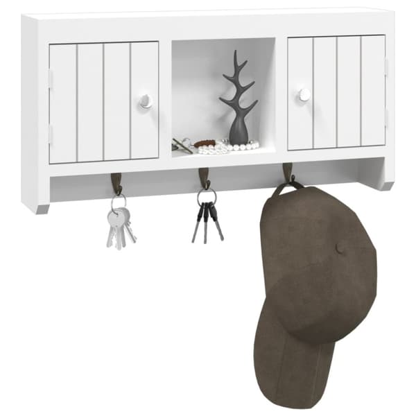 The Living Store nøgleskab 40x8,5x20 cm konstrueret træ og stål hvid -  Opbevaringsskabe