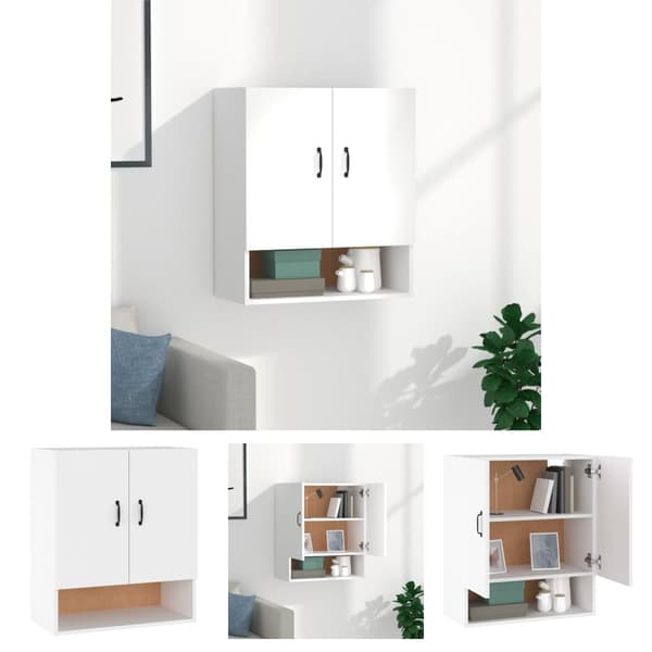 The Living Store vægskab 60x31x70 cm konstrueret træ hvid - Opbevaringsskabe