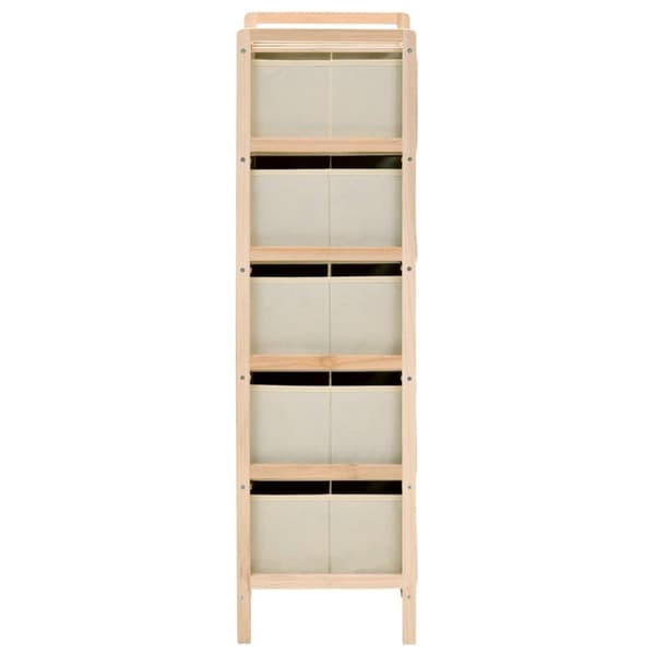 The Living Store opbevaringsstativ med 5 stofkurve cedertræ beige -  Opbevaringsskabe