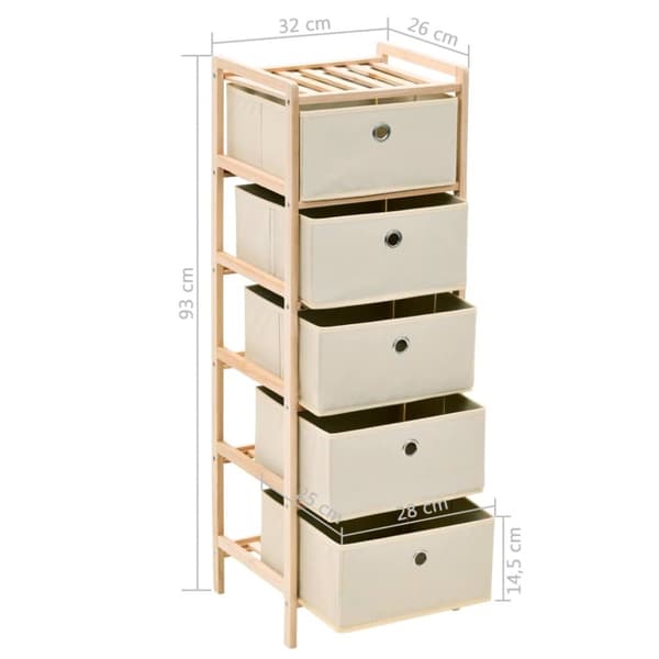 The Living Store opbevaringsstativ med 5 stofkurve cedertræ beige -  Opbevaringsskabe