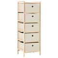 Miniatyrbillede 2 af 7: The Living Store opbevaringsstativ med 5 stofkurve cedertræ beige -  Opbevaringsskabe