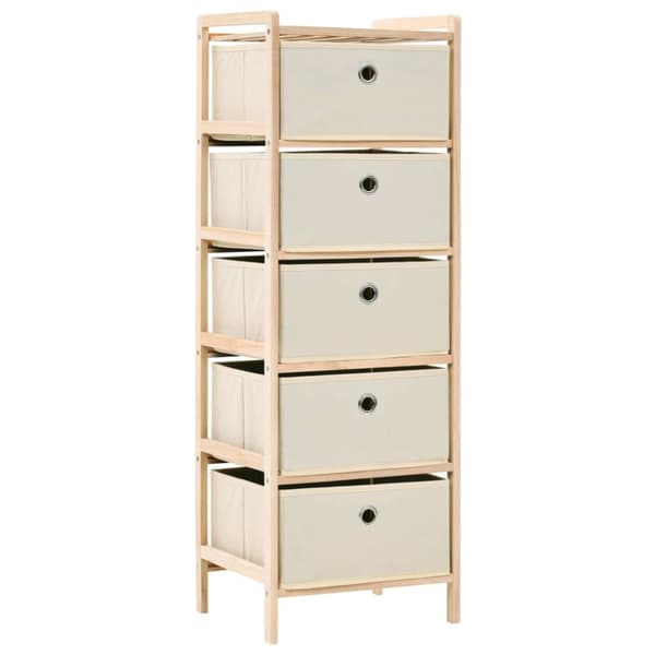The Living Store opbevaringsstativ med 5 stofkurve cedertræ beige -  Opbevaringsskabe