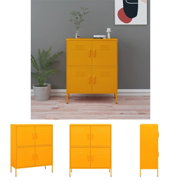 The Living Store opbevaringsskab 80x35x101,5 cm stål sennepsgul -  Opbevaringsskabe