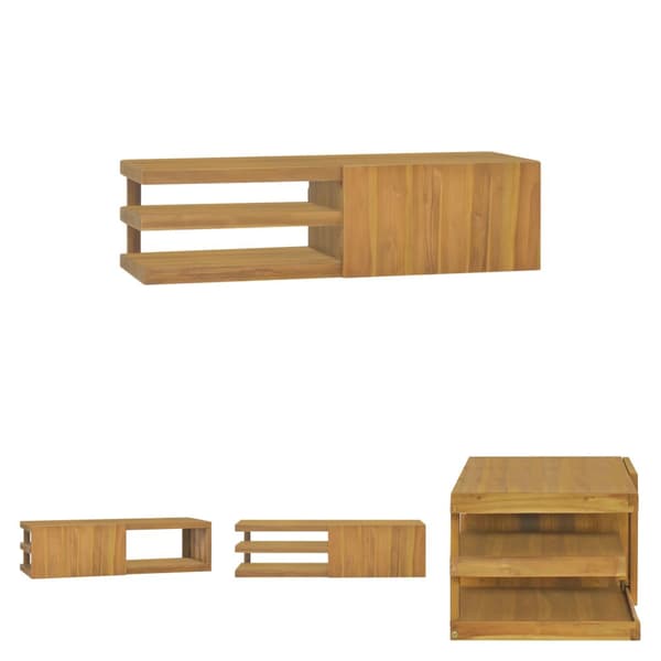 The Living Store Seinäkiinnitettävä kylpyhuoneen kaappi 110x40x30 täysi tiikki -  Säilytys- & lukkokaapit