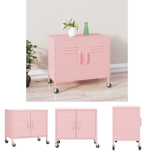 The Living Store Förvaringsskåp rosa 60x35x56 cm stål -  Förvaringsskåp & garderober