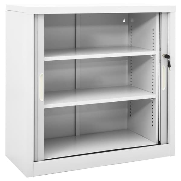 The Living Store Dokumentskåp med skjutdörr grå 90x40x90 cm stål -  Förvaringsskåp & garderober