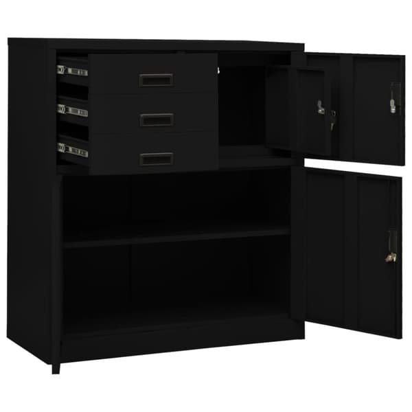 The Living Store Dokumentskåp svart 90x40x102 cm stål -  Förvaringsskåp & garderober