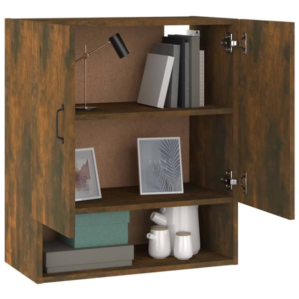 The Living Store vægskab 60x31x70 cm konstrueret træ røget egetræsfarve - Opbevaringsskabe