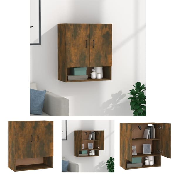 The Living Store vægskab 60x31x70 cm konstrueret træ røget egetræsfarve -  Opbevaringsskabe