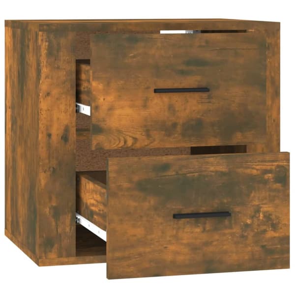 The Living Store Väggmonterat sängbord rökfärgad ek 50x36x47 cm - Förvaringsskåp & garderober
