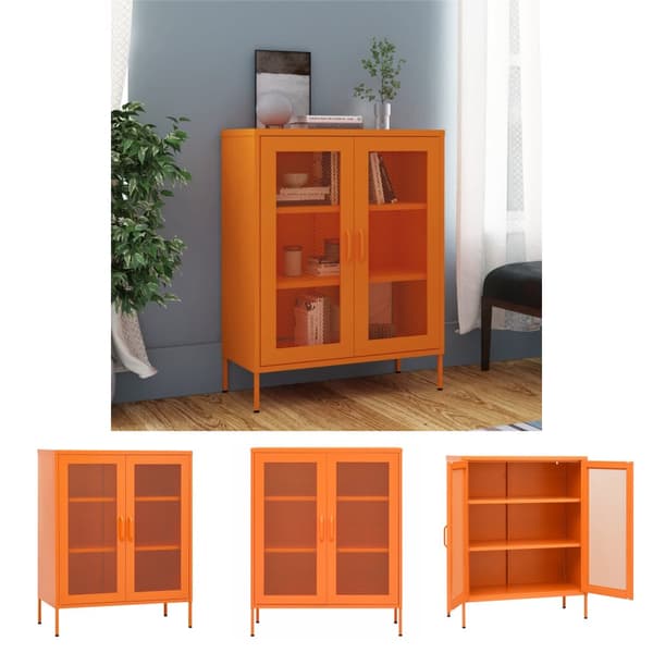 The Living Store opbevaringsskab 80x35x101,5 cm stål orange - Opbevaringsskabe