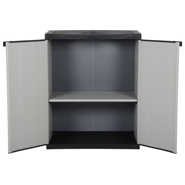 The Living Store opbevaringsskab til haven 68x40x85 cm 1 hylde grå og sort -  Opbevaringsskabe