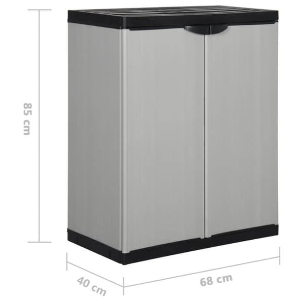 The Living Store opbevaringsskab til haven 68x40x85 cm 1 hylde grå og sort - Opbevaringsskabe