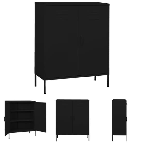 The Living Store opbevaringsskab 80x35x101,5 cm stål sort - Opbevaringsskabe