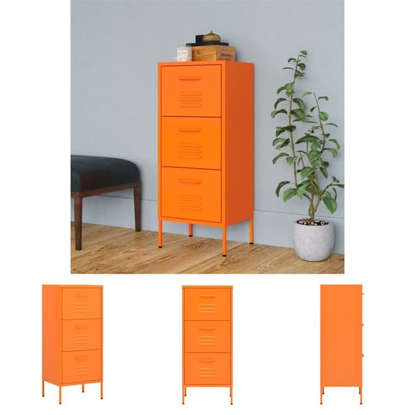 The Living Store opbevaringsskab 42,5x35x101,5 cm stål orange - Opbevaringsskabe