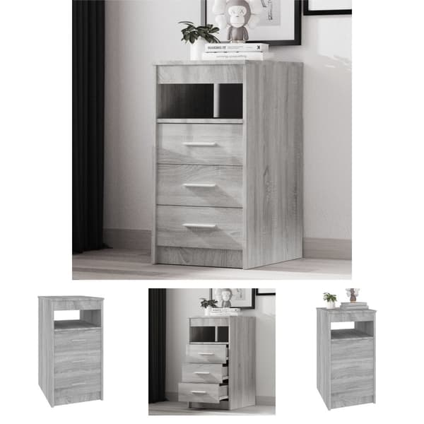 The Living Store skuffeskab 40x50x76 cm konstrueret træ grå sonoma-eg - Opbevaringsskabe