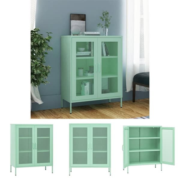 The Living Store opbevaringsskab 80x35x101,5 cm stål mintgrøn -  Opbevaringsskabe