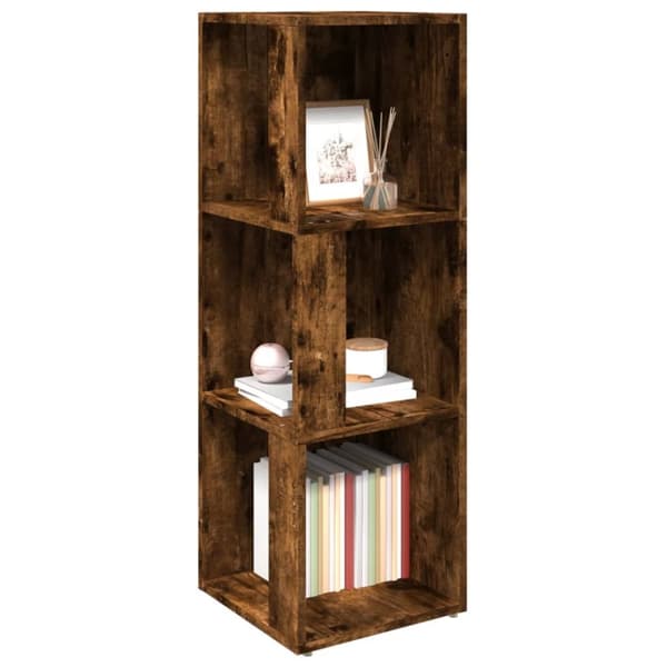 The Living Store Hörnhylla rökfärgad ek 33x33x100 cm konstruerat trä - Förvaringsskåp & garderober