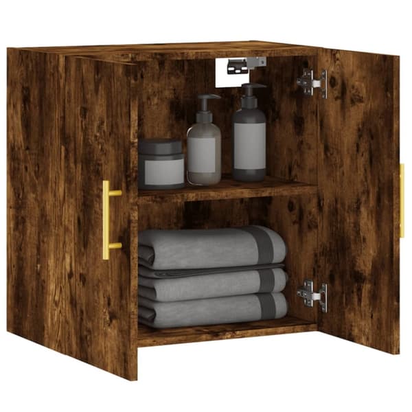 The Living Store vægskab 60x31x60 cm konstrueret træ røget egetræsfarve - Opbevaringsskabe