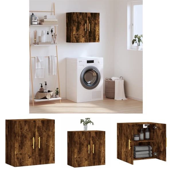 The Living Store vægskab 60x31x60 cm konstrueret træ røget egetræsfarve - Opbevaringsskabe