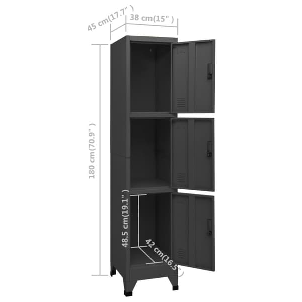 The Living Store skab 38x45x180 cm stål antracitgrå - Opbevaringsskabe