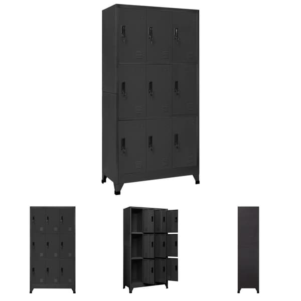 The Living Store skab 90x45x180 cm stål antracitgrå -  Opbevaringsskabe