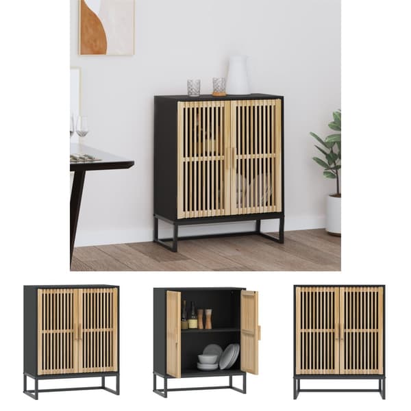The Living Store skænk 60x30x75 cm konstrueret træ sort -  Opbevaringsskabe