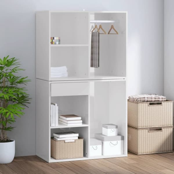 The Living Store skab 80x40x65 cm konstrueret træ hvid højglans - Opbevaringsskabe