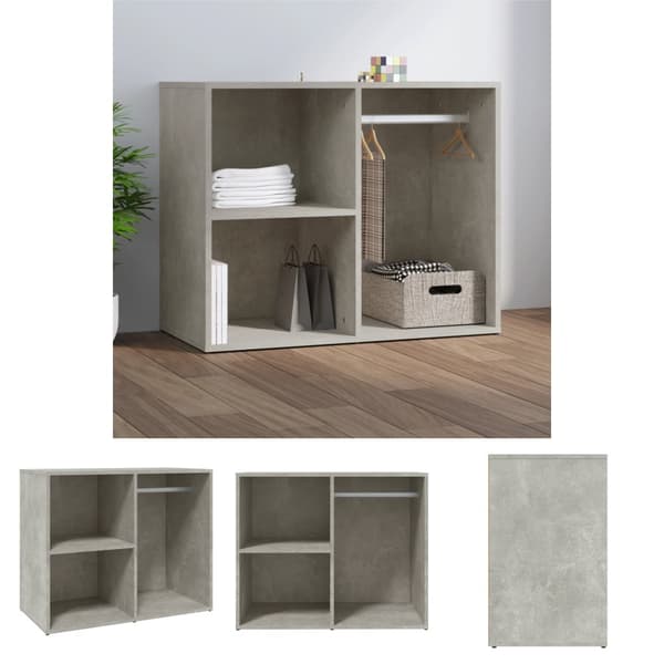 The Living Store Klädskåp betonggrå 80x40x65 cm konstruerat trä -  Förvaringsskåp & garderober