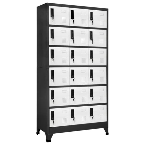 The Living Store Förvaringsskåp antracit och vit 90x40x180 cm stål -  Förvaringsskåp & garderober