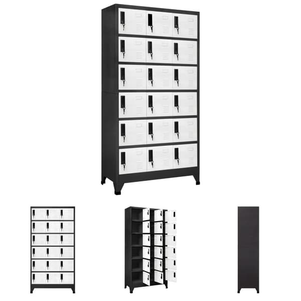 The Living Store Förvaringsskåp antracit och vit 90x40x180 cm stål - Förvaringsskåp & garderober
