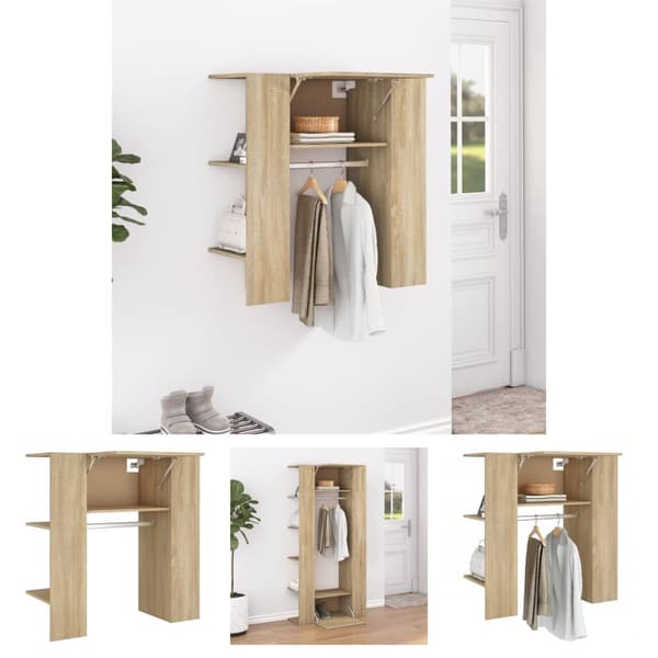The Living Store entrémøbel 97,5x37x99 cm konstrueret træ sonoma-eg -  Opbevaringsskabe