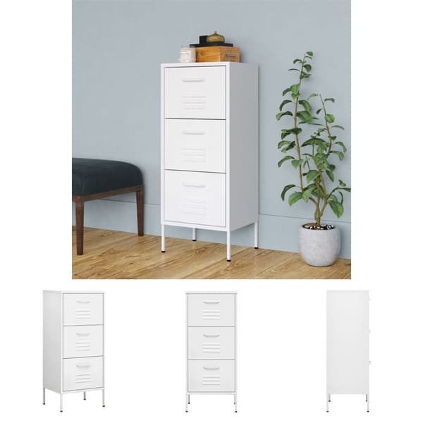 The Living Store opbevaringsskab 42,5x35x101,5 cm stål hvid -  Opbevaringsskabe