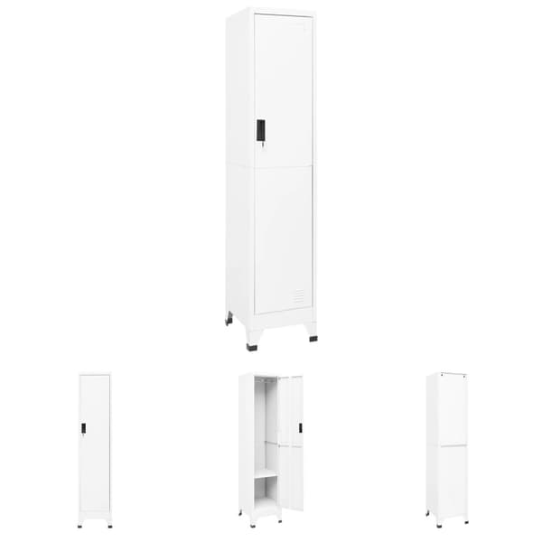 The Living Store skab 38x45x180 cm stål hvid -  Opbevaringsskabe