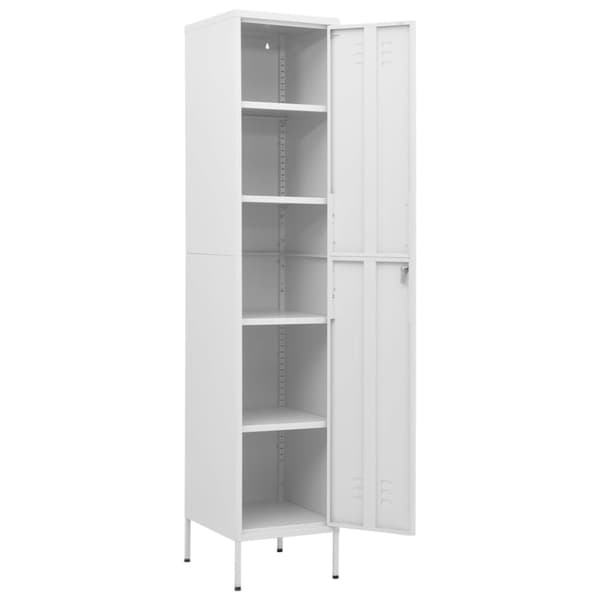 The Living Store Förvaringsskåp vit 35x46x180 cm stål - Förvaringsskåp & garderober